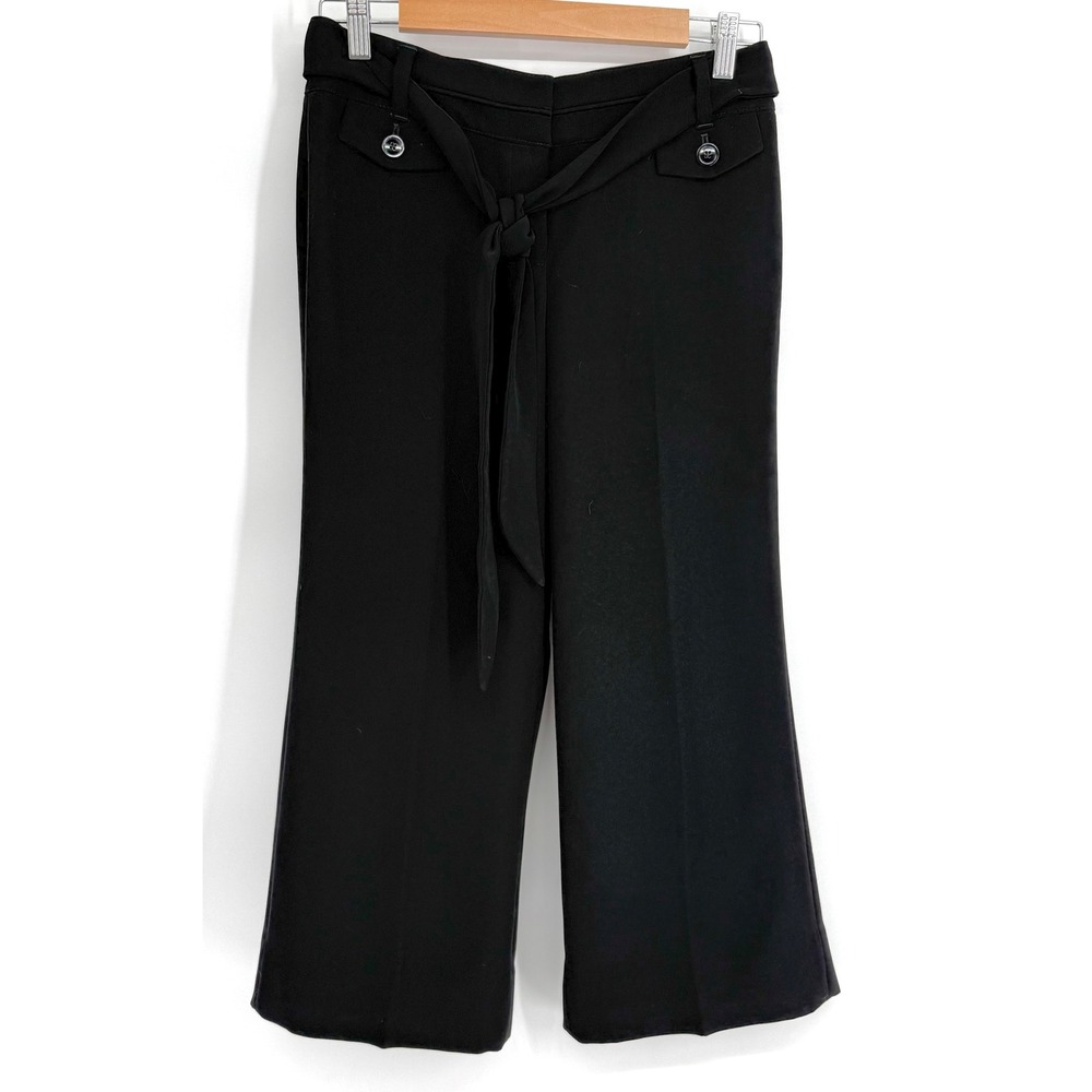 White House Black Market Legacy Wide Leg Pants Black Tie Waist Sz 0R